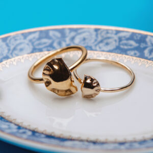 Pieróg pierścionek duży srebro pozłacane