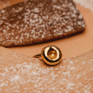 Kluska śląska pierścionek duży srebro pozłacane