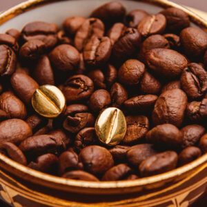 Kolczyki kawa złoto