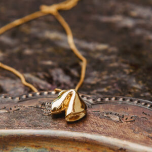 Ciastko z wróżbą duży naszyjnik z łańcuszkiem