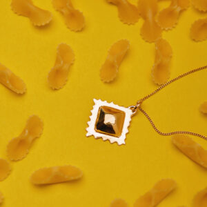 Ravioli duże naszyjnik z łańcuszkiem