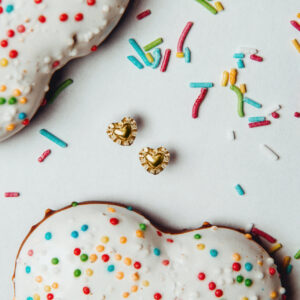 Pieróg serce Kolczyki srebro pozłacane