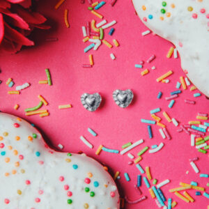 Pieróg serce kolczyki srebro