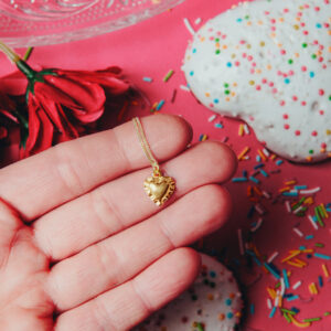 Pieróg serce naszyjnik z łańcuszkiem srebro pozłacane