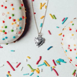 Pieróg serce naszyjnik z łańcuszkiem srebro